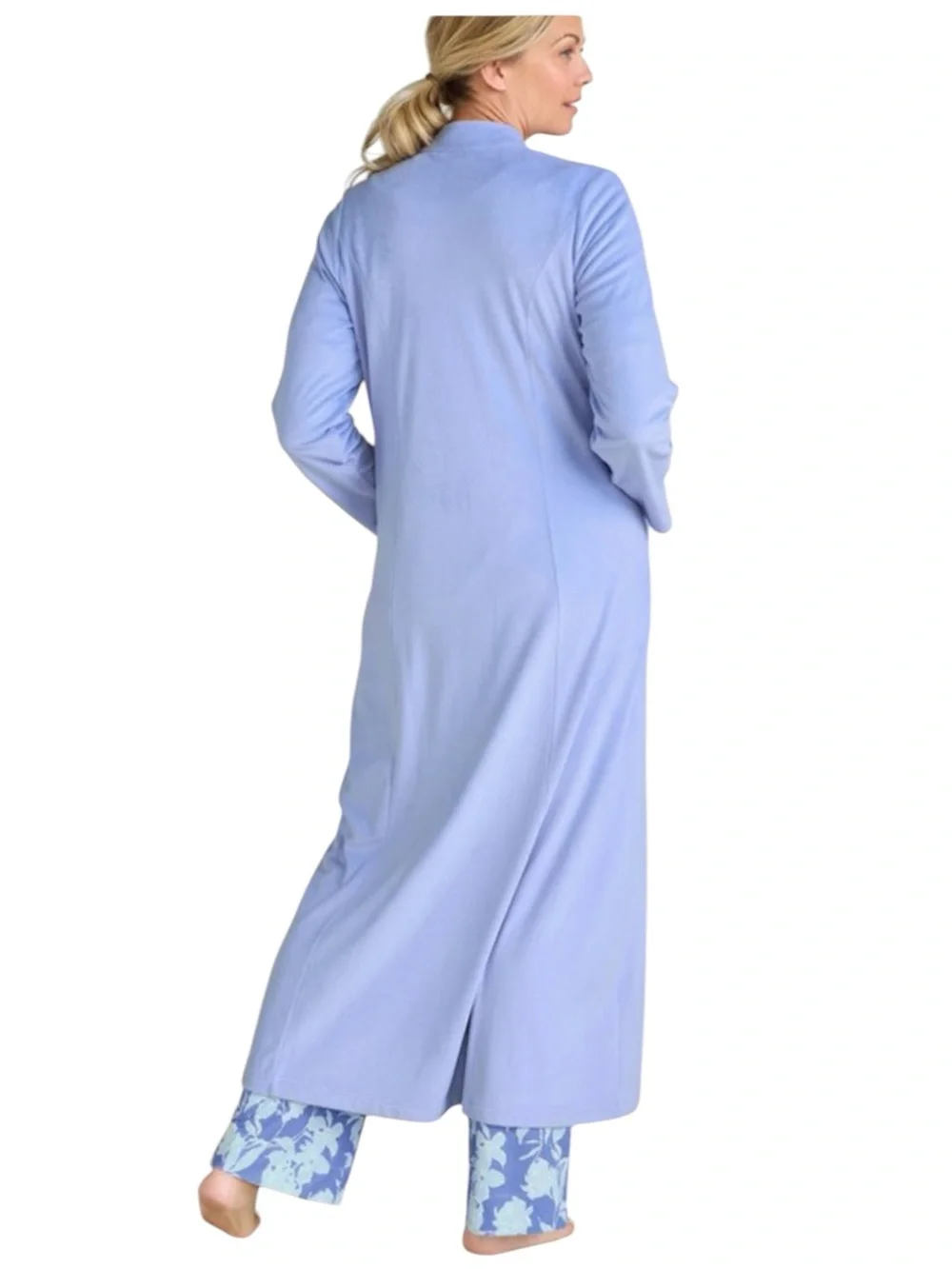 Soft Surroundings Zinfandel Zip Robe PS Petite Small Velour Pockets Blue